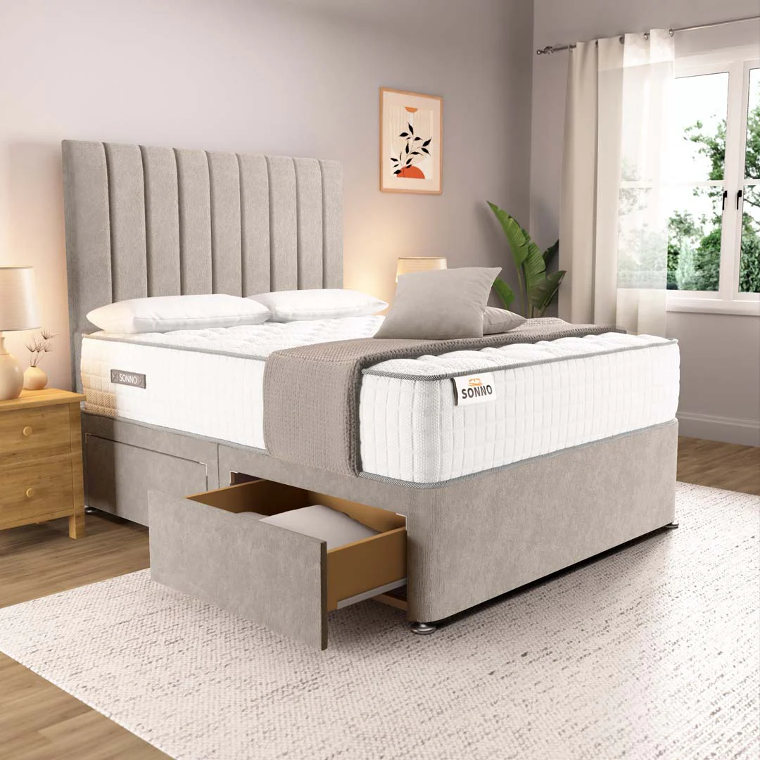 Prague gas-lift ottoman divan bed with under-bed storage