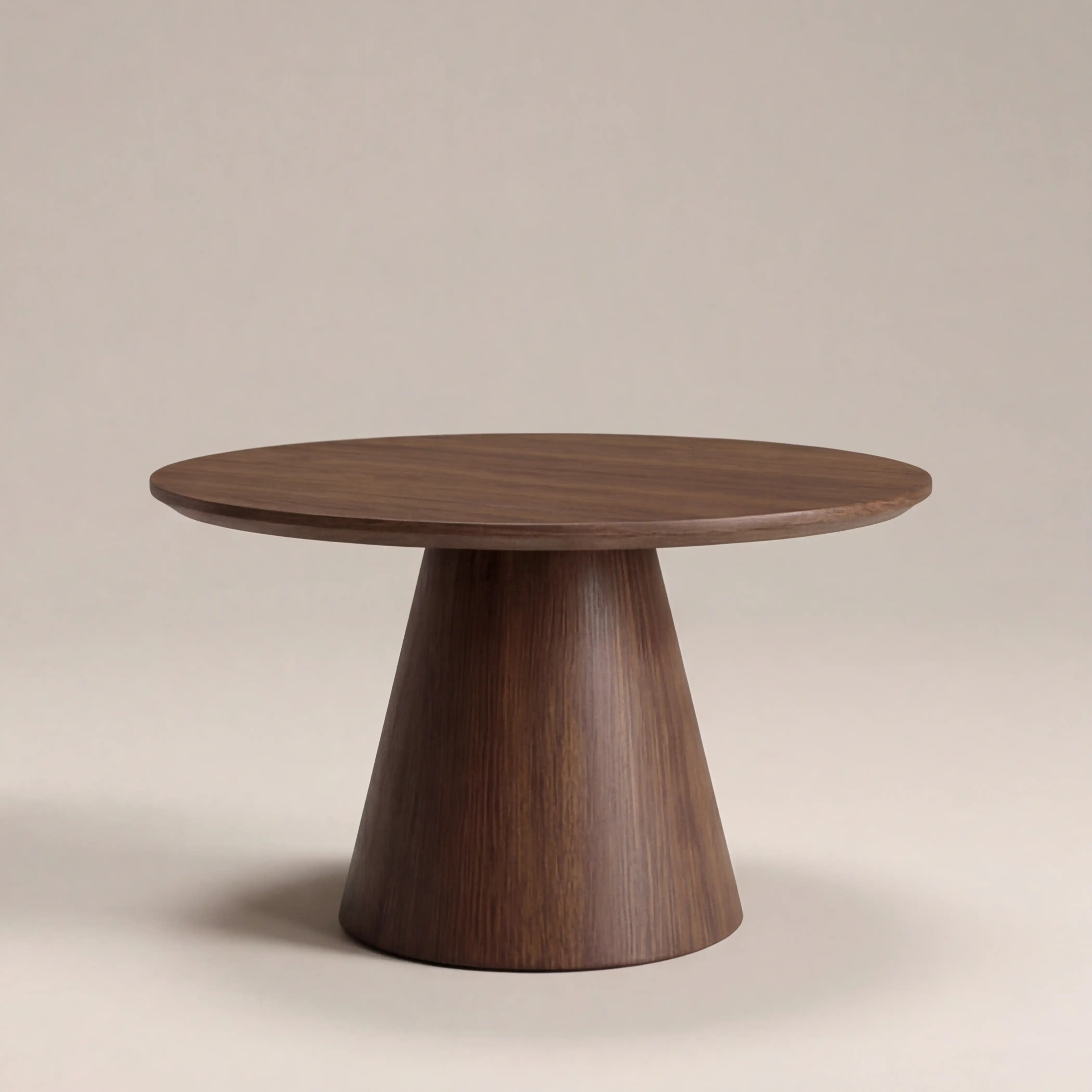 Cove Round Wooden Coffee Table  Travertine Walnut